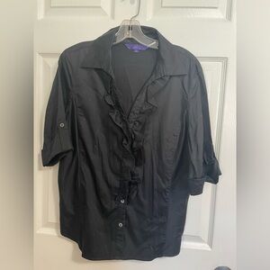 Black Ruffle Shirt Jacket